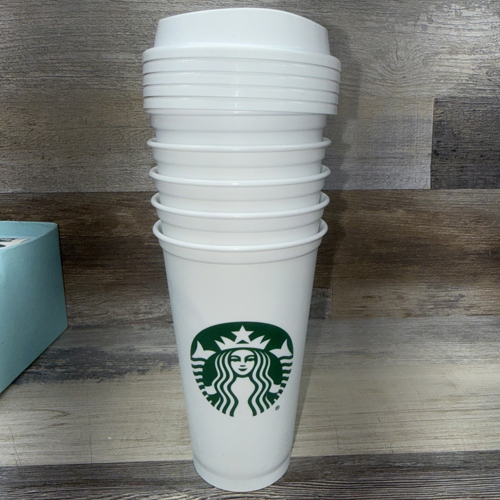 Starbucks  White Reusable Cups - 5 Pack Set - 16 oz